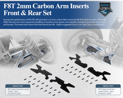 Sparko F8T 2mm Carbon Arm Inserts – Front & Rear Set